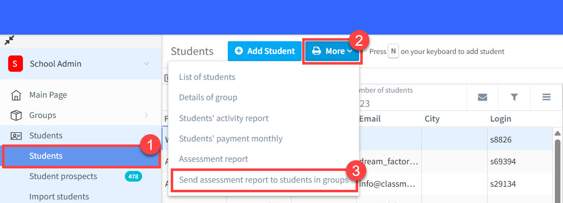Send report to all students