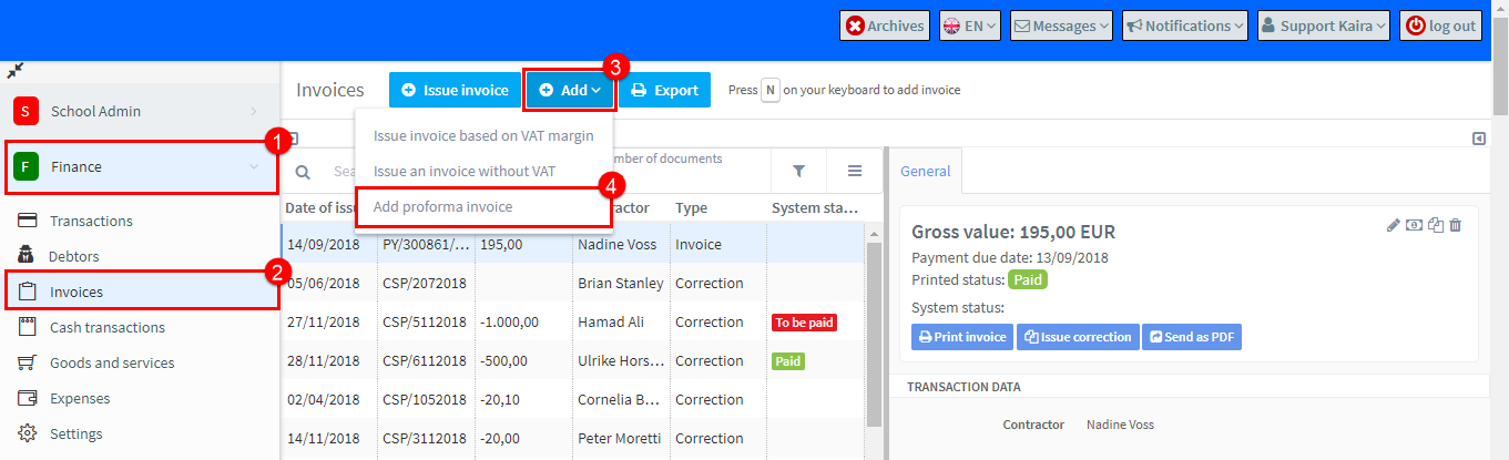 create pro forma invoice
